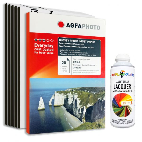 کاغذ فتوگلاسه آگفا سایز A4 وزن 180 گرم 20 برگ Agfa Photo Glossy Paper A4 180g 20sh 5417